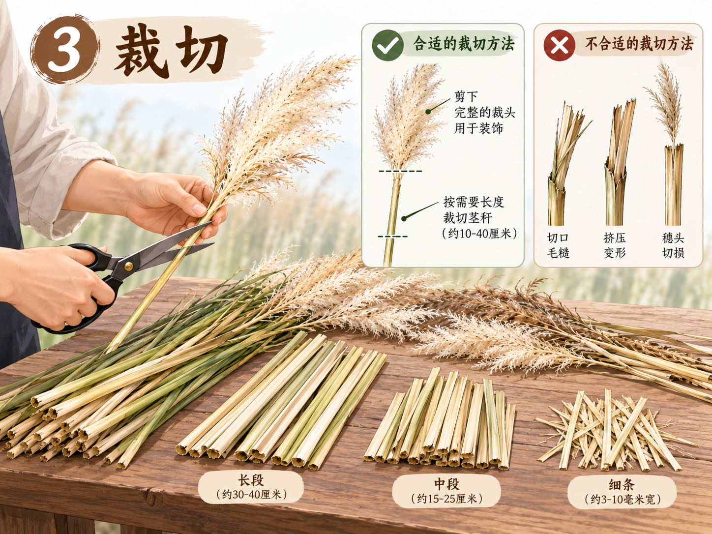 芦苇画裁切过程